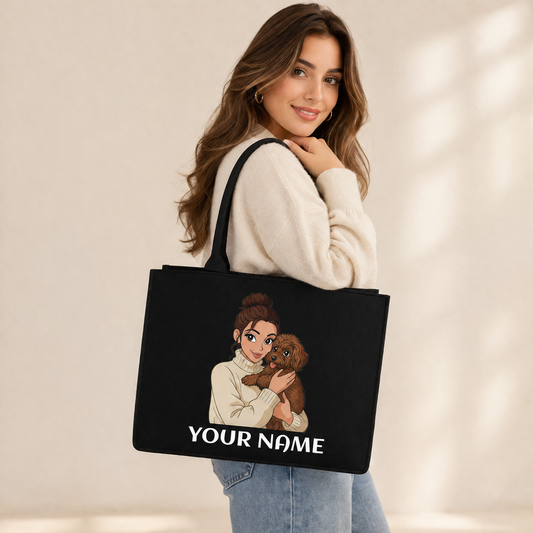 Personalized Pet Lover Tote Bag – Custom Name & Pet Portrait