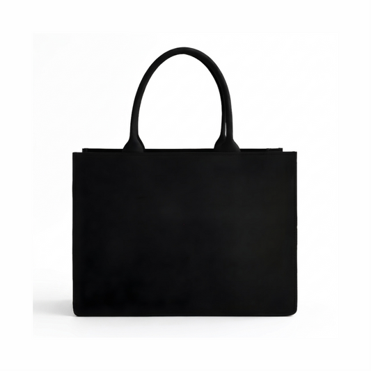 Personalized Cute Girl Tote Bag with Custom Name | Premium Black Canvas Tote for Women