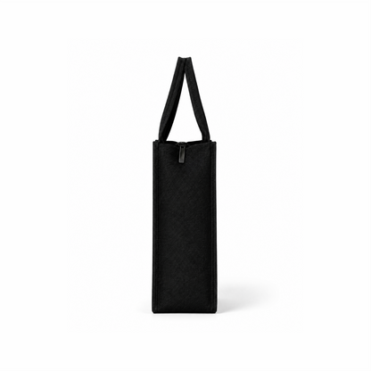 Personalized Cute Girl Tote Bag with Custom Name | Premium Black Canvas Tote for Women