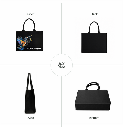Personalized Kingfisher Bird Custom Name Tote Bag