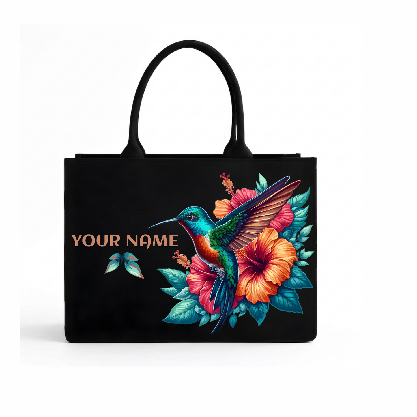 Personalized Hummingbird Floral Tote Bag