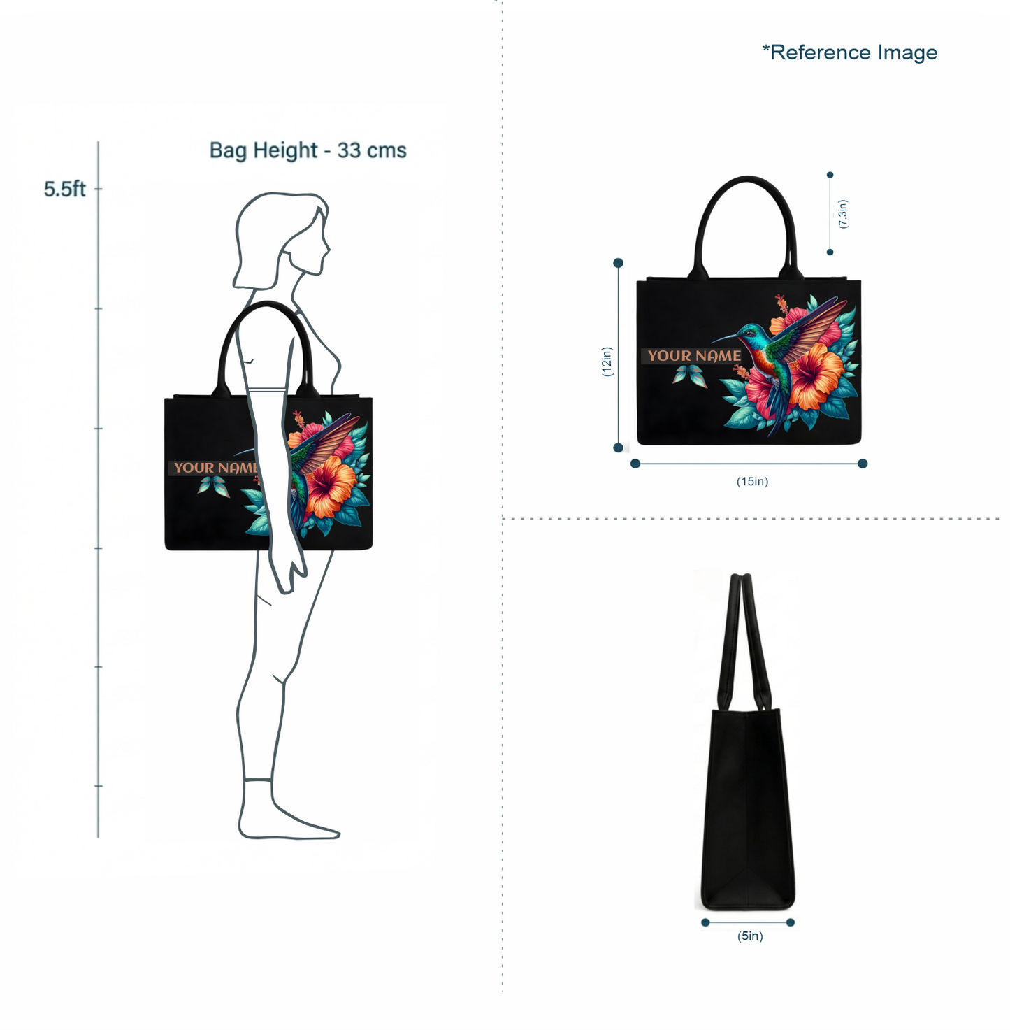 Personalized Hummingbird Floral Tote Bag