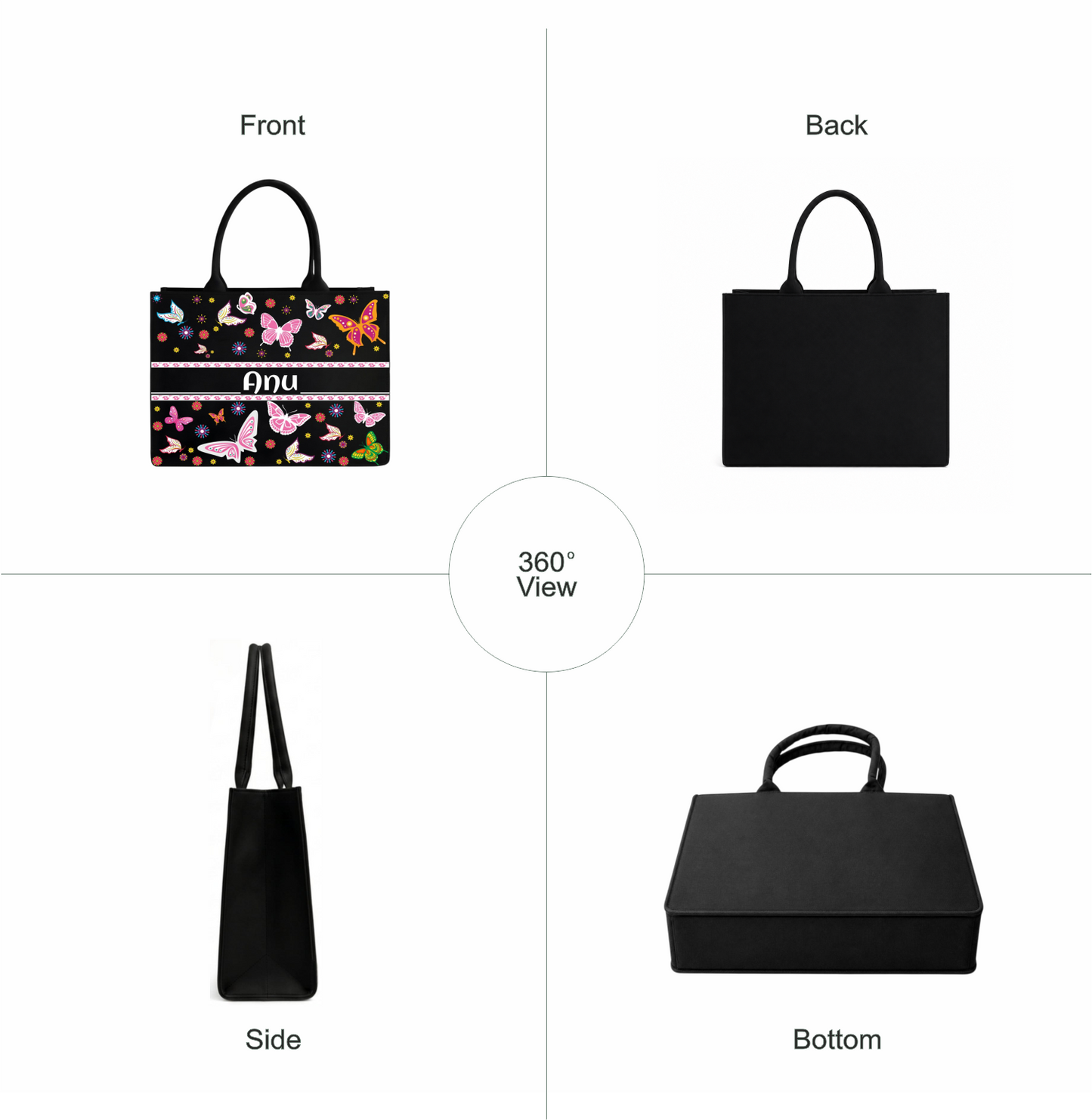 Personalized Butterfly Custom Name Tote Bag