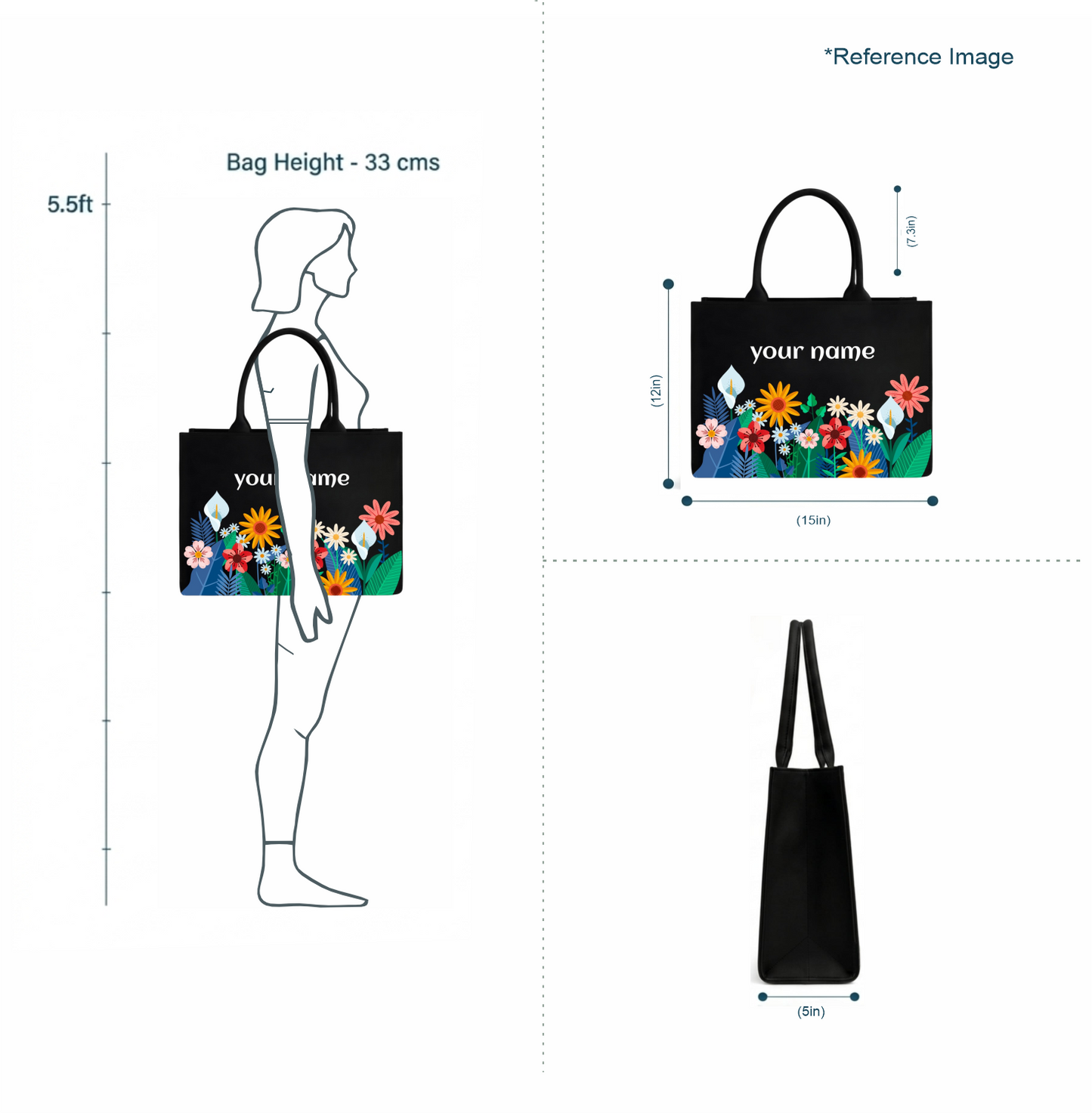 Elegance to your everyday style with this Personalized Floral Tote Bag