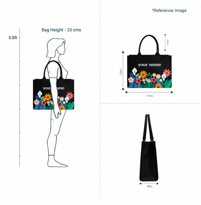 Elegance to your everyday style with this Personalized Floral Tote Bag