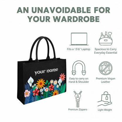 Elegance to your everyday style with this Personalized Floral Tote Bag