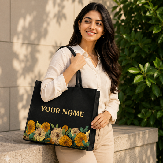 Personalized Floral Tote Bag – Elegant &amp; Stylish Everyday Carry