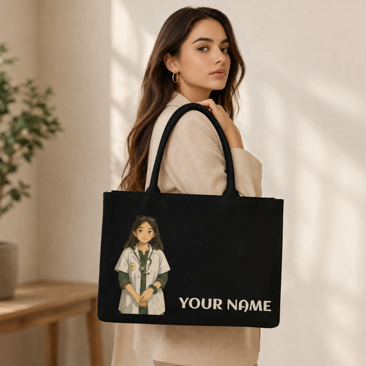 Personalized Doctor Girl Tote Bag with Custom Name ⭐