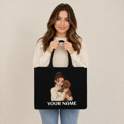 Personalized Pet Lover Tote Bag – Custom Name & Pet Portrait