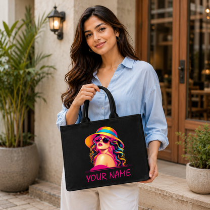 Customized In Valtro Pop-Art Black Tote Bag