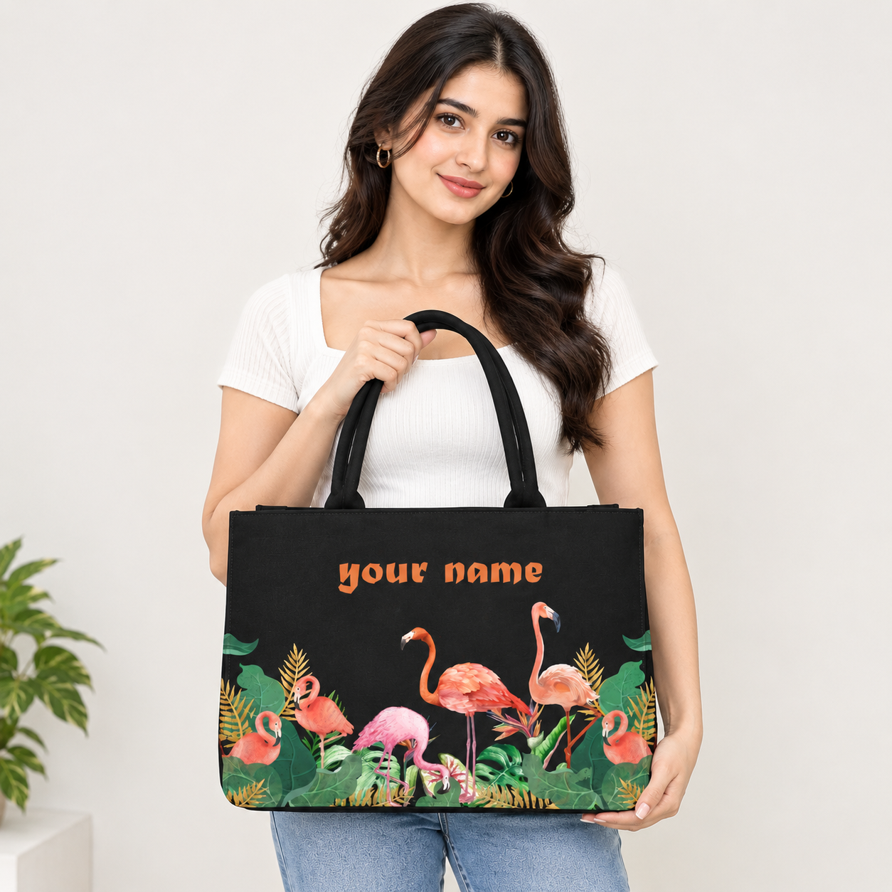 In Valtro Personalized Flamingo Tote Bag