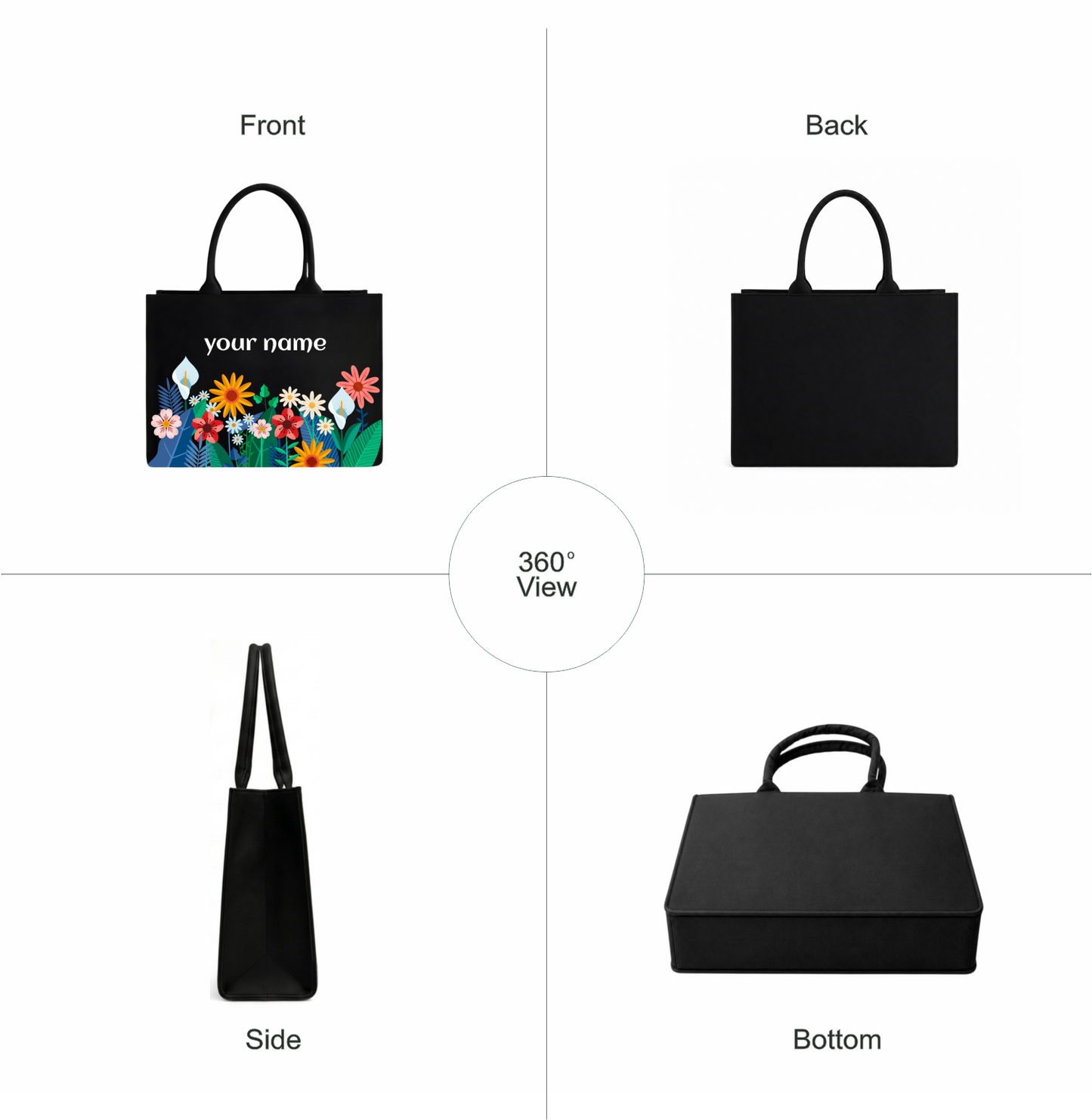 Elegance to your everyday style with this Personalized Floral Tote Bag
