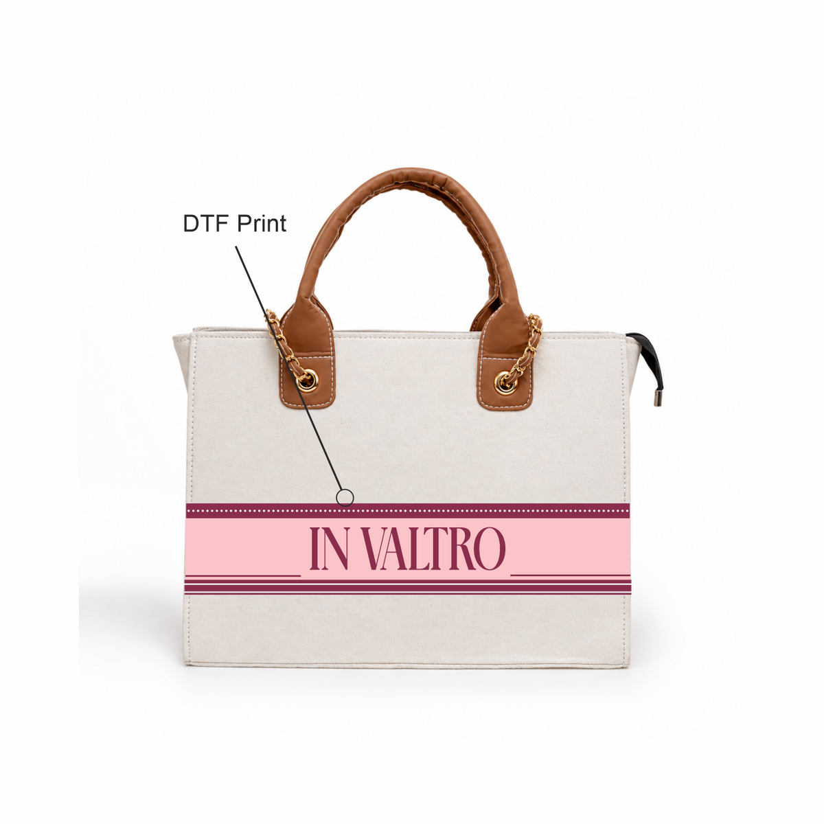 Personalized canvas tote bag featuring premium DTF print customization