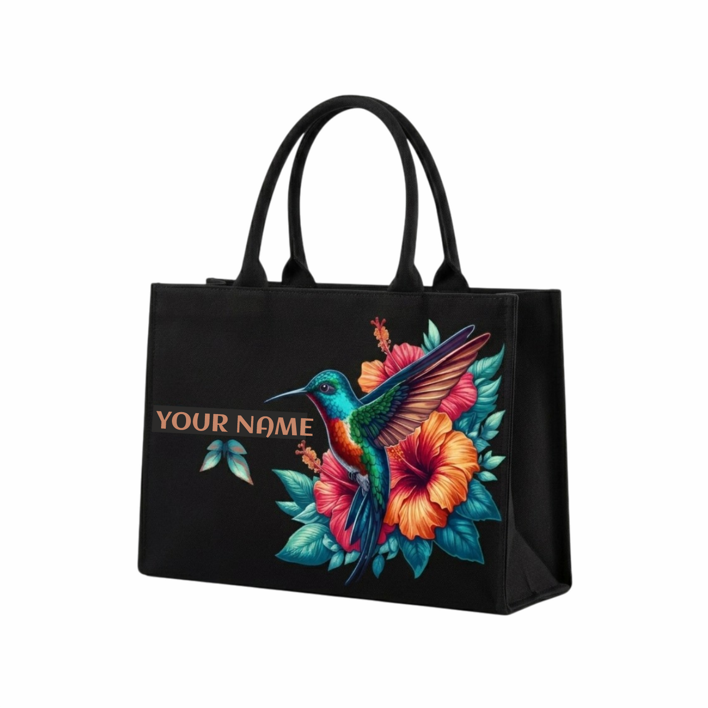 Personalized Hummingbird Floral Tote Bag