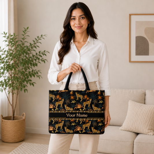 Luxury Personalized Cheetah Print Tote Bag for Women