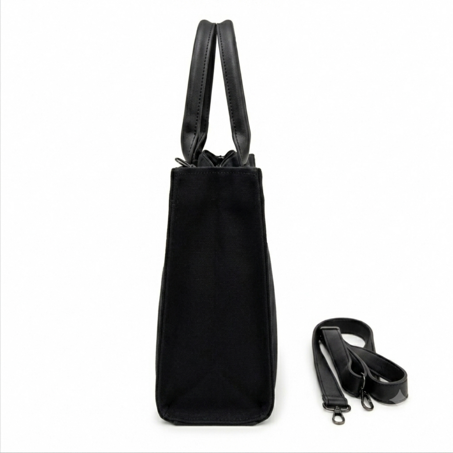 Personalized Black Floral Embroidered Tote Bag