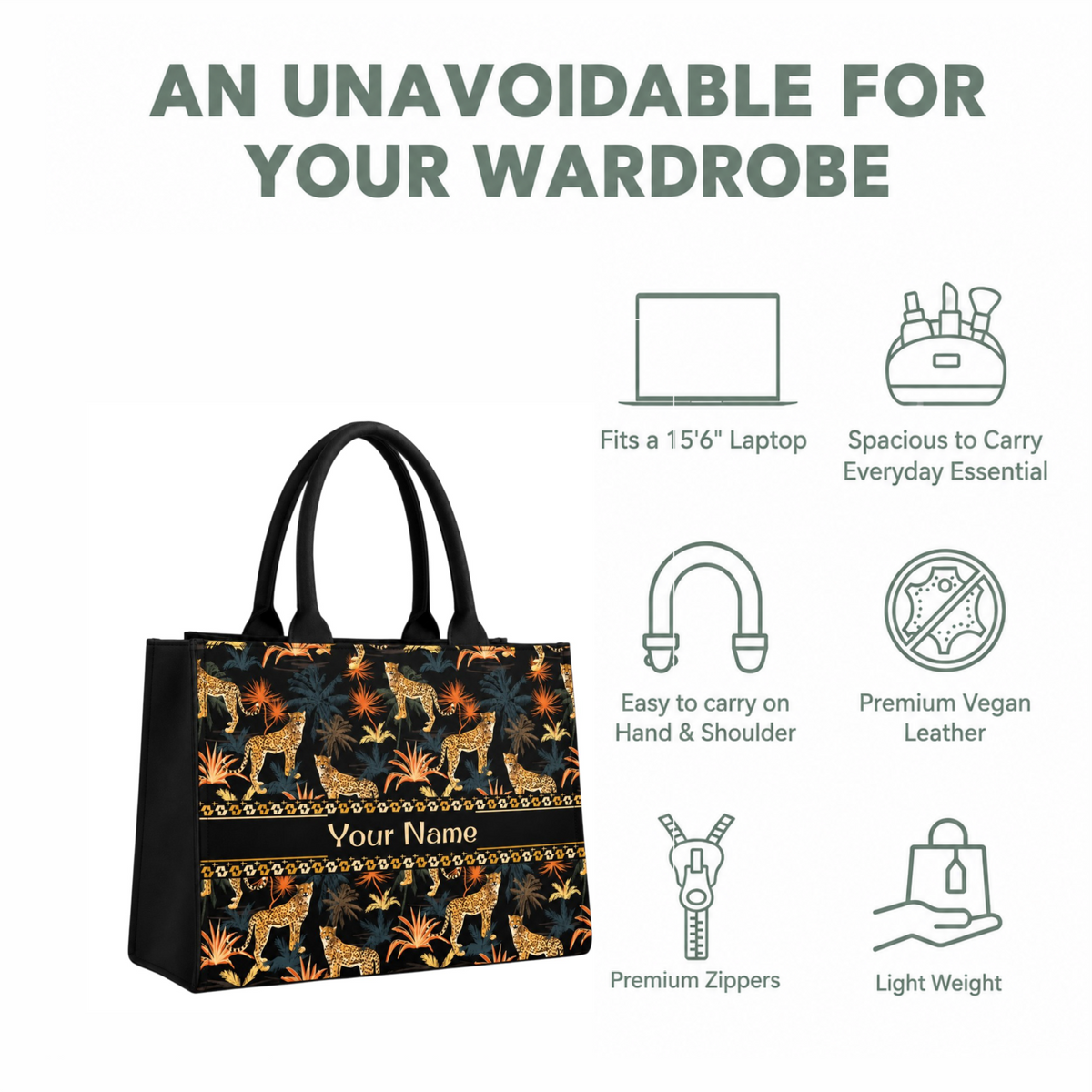 Luxury Personalized Cheetah Print Tote Bag for Women
