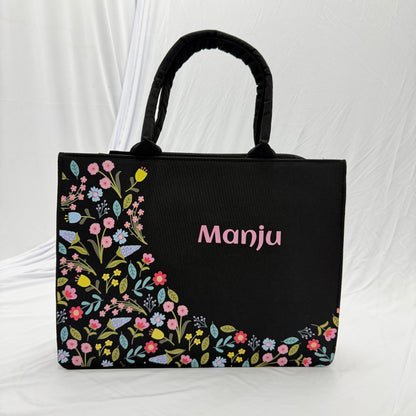 Personalized Floral Laptop Tote Bag for Women