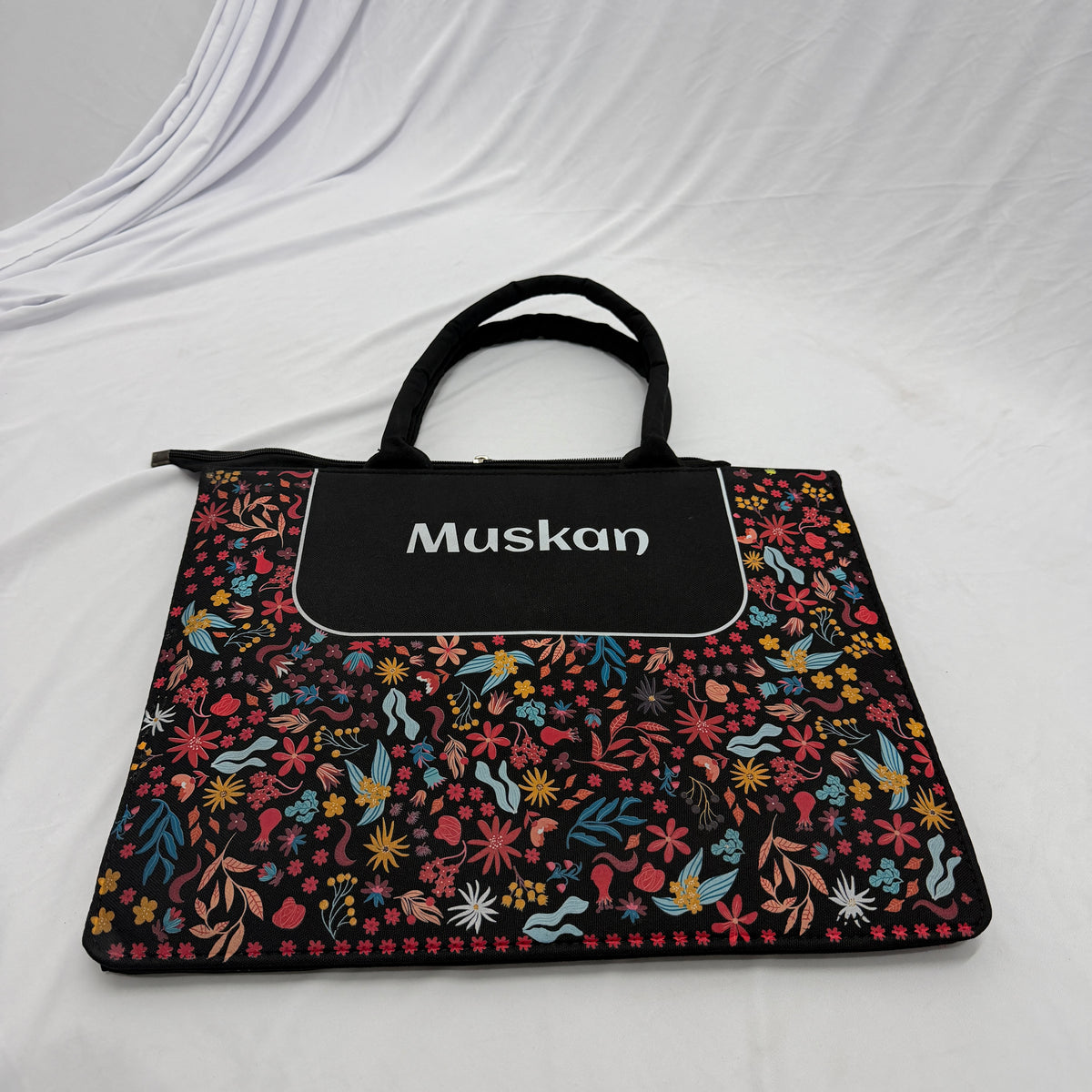 Personalized Floral Vegan Leather Tote Bag
