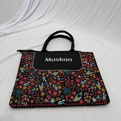 Personalized Floral Vegan Leather Tote Bag