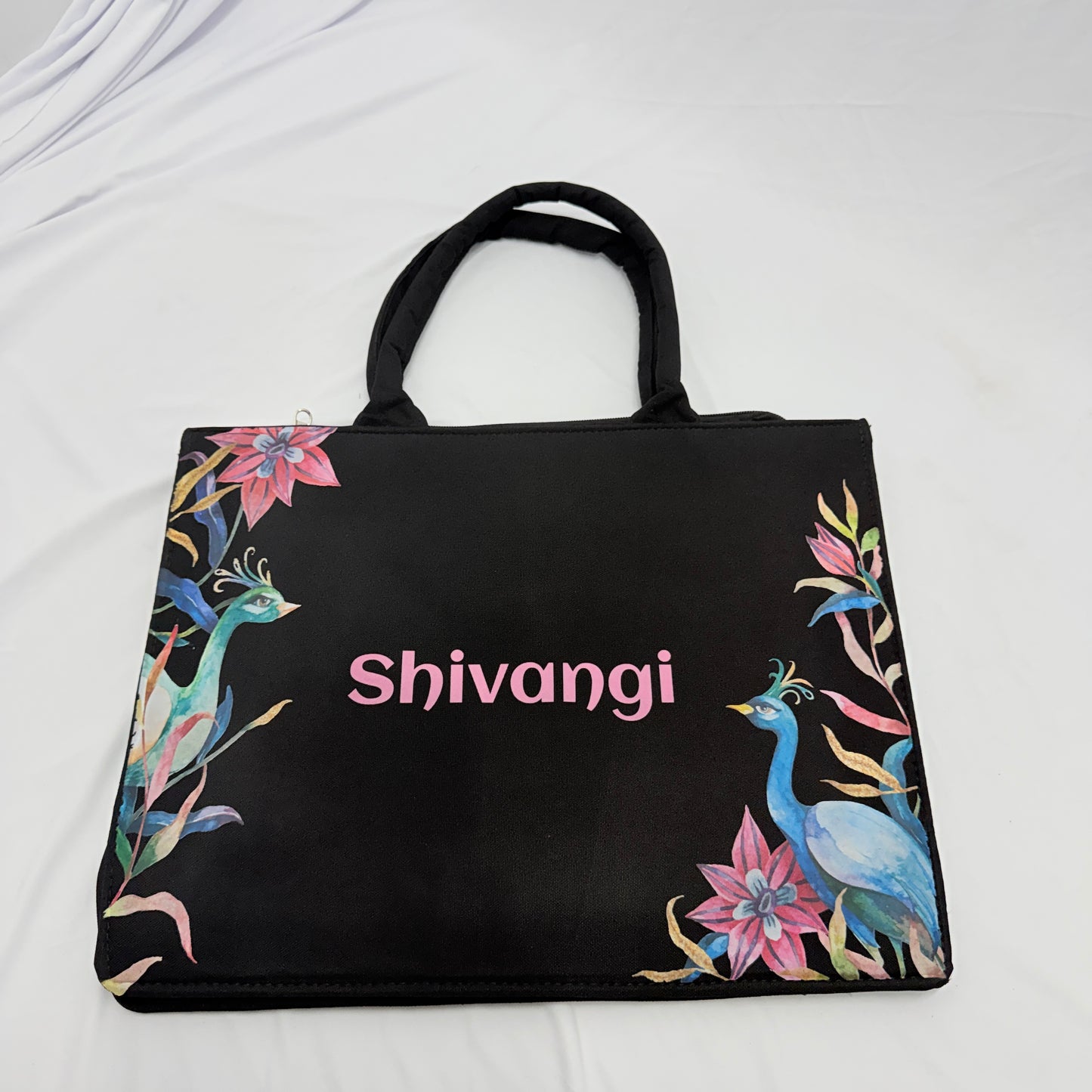 Personalized Peacock Floral Tote Bag for Women
