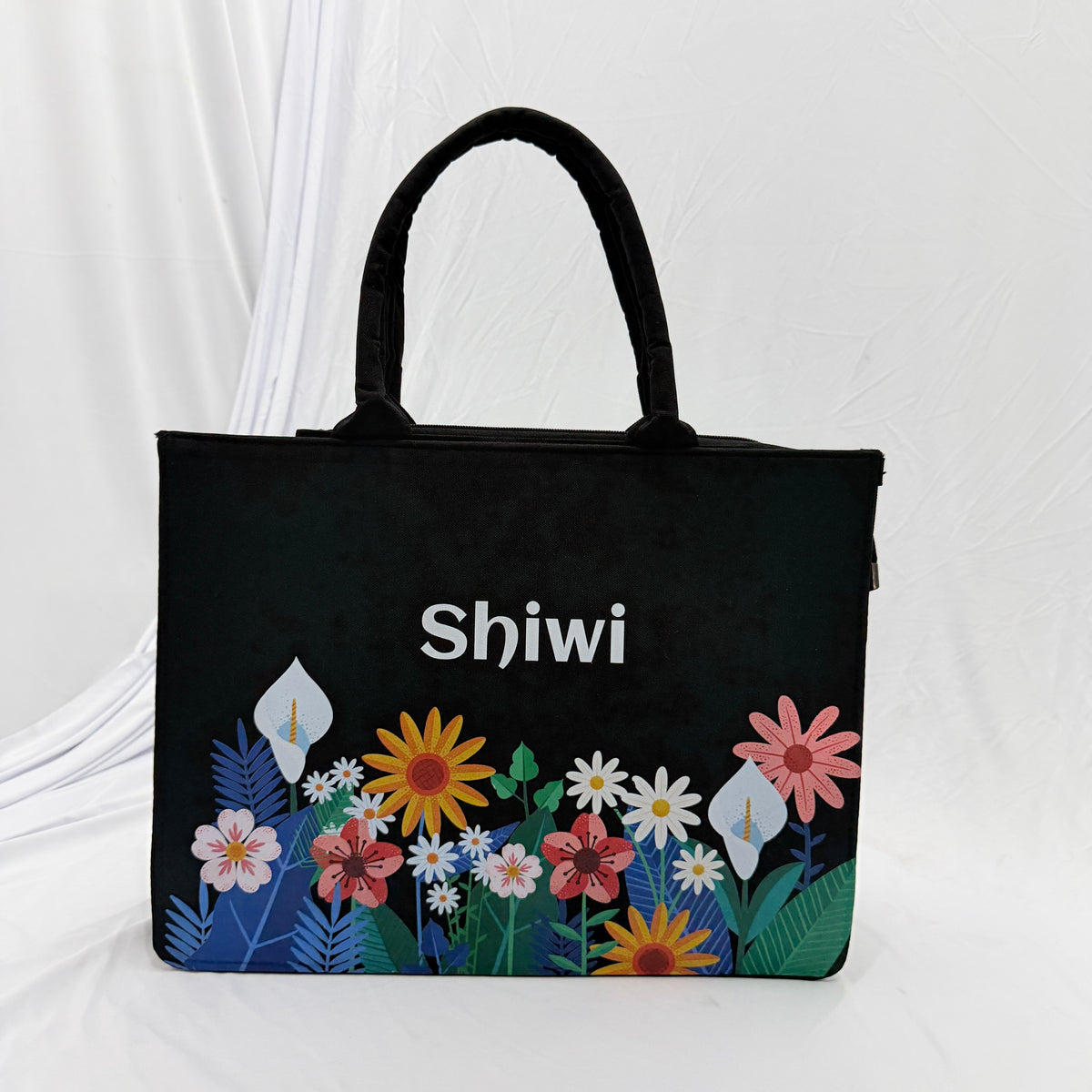 Elegance to your everyday style with this Personalized Floral Tote Bag