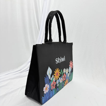 Elegance to your everyday style with this Personalized Floral Tote Bag