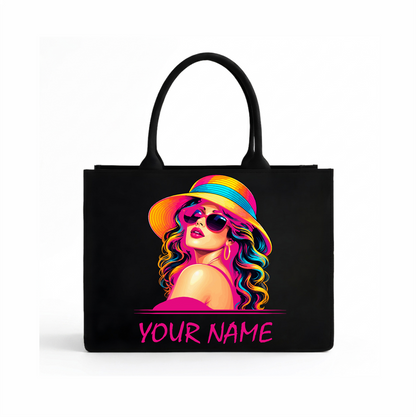 Customized In Valtro Pop-Art Black Tote Bag