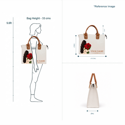 Personalized Elegant Women’s Tote Bag – Custom Name &amp; Photo Design