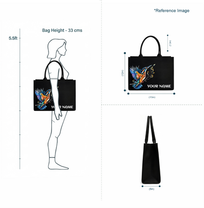 Personalized Kingfisher Bird Custom Name Tote Bag