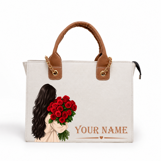 Personalized Elegant Women’s Tote Bag – Custom Name &amp; Photo Design