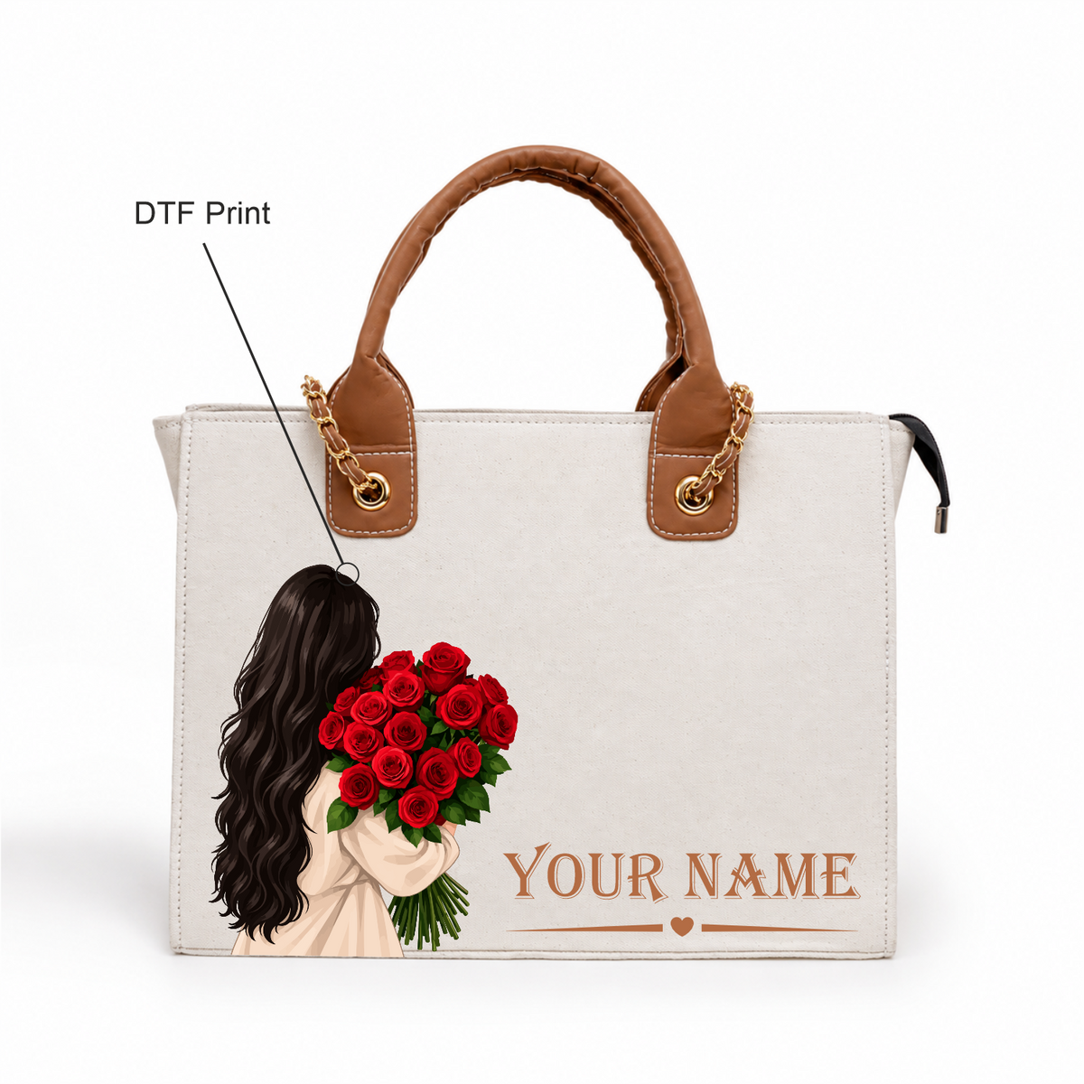 Personalized Elegant Women’s Tote Bag – Custom Name &amp; Photo Design