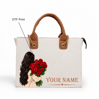 Personalized Elegant Women’s Tote Bag – Custom Name &amp; Photo Design