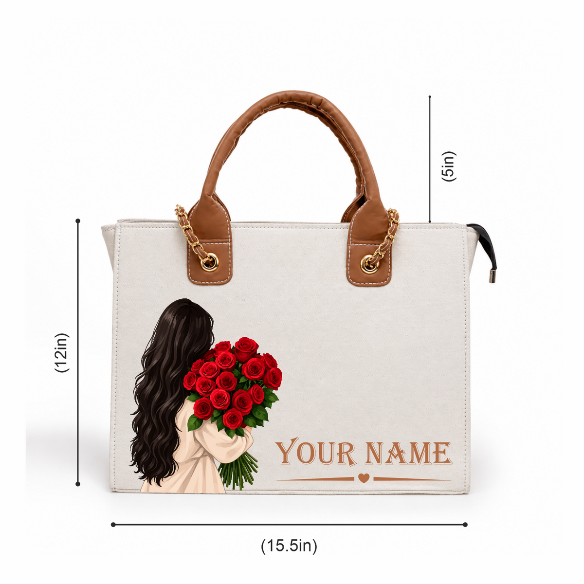 Personalized Elegant Women’s Tote Bag – Custom Name &amp; Photo Design