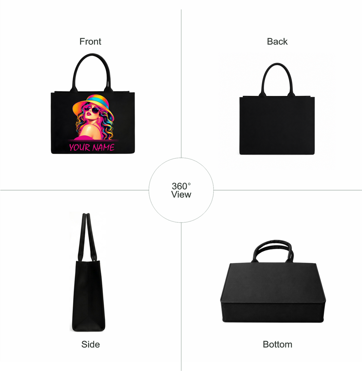 Customized In Valtro Pop-Art Black Tote Bag