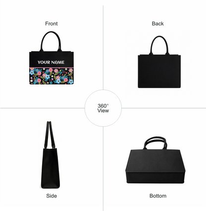 Personalized Floral Name Tote Bag for Women