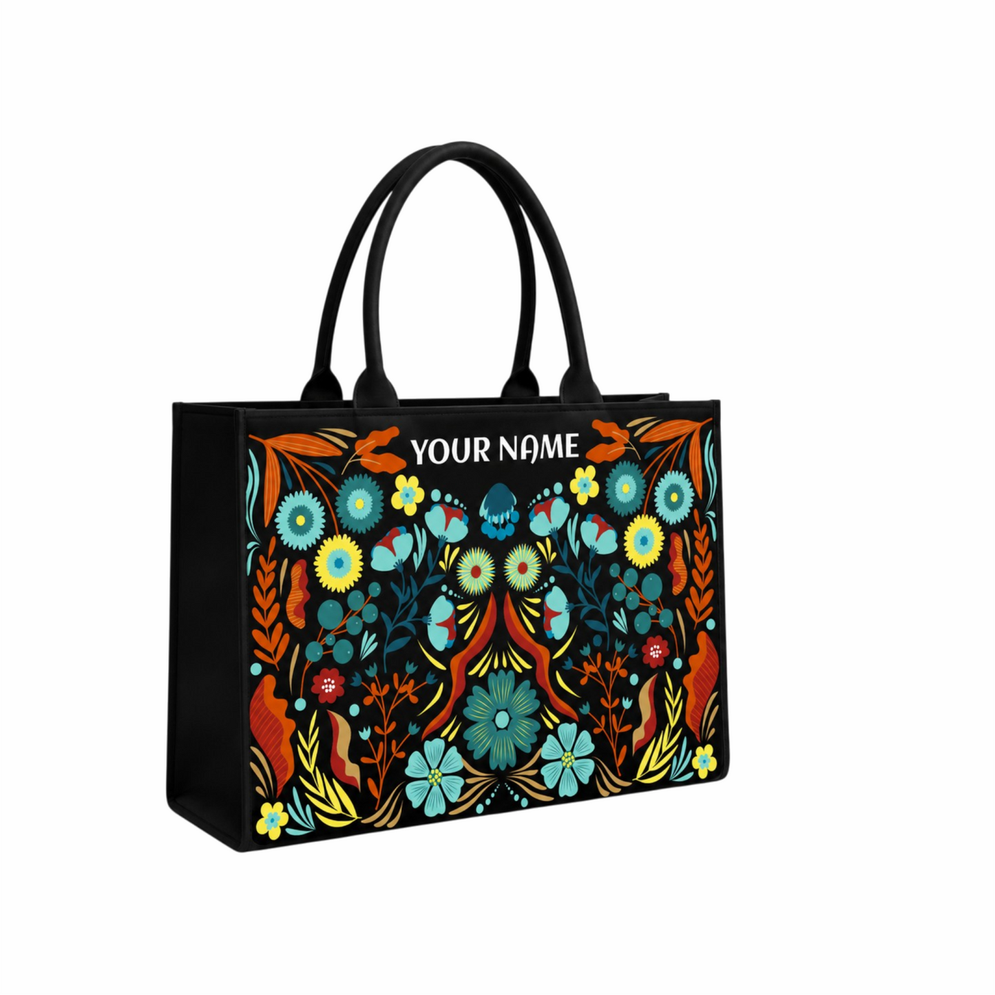 Personalized Botanical Name Tote Bag – Custom Floral Canvas Handbag