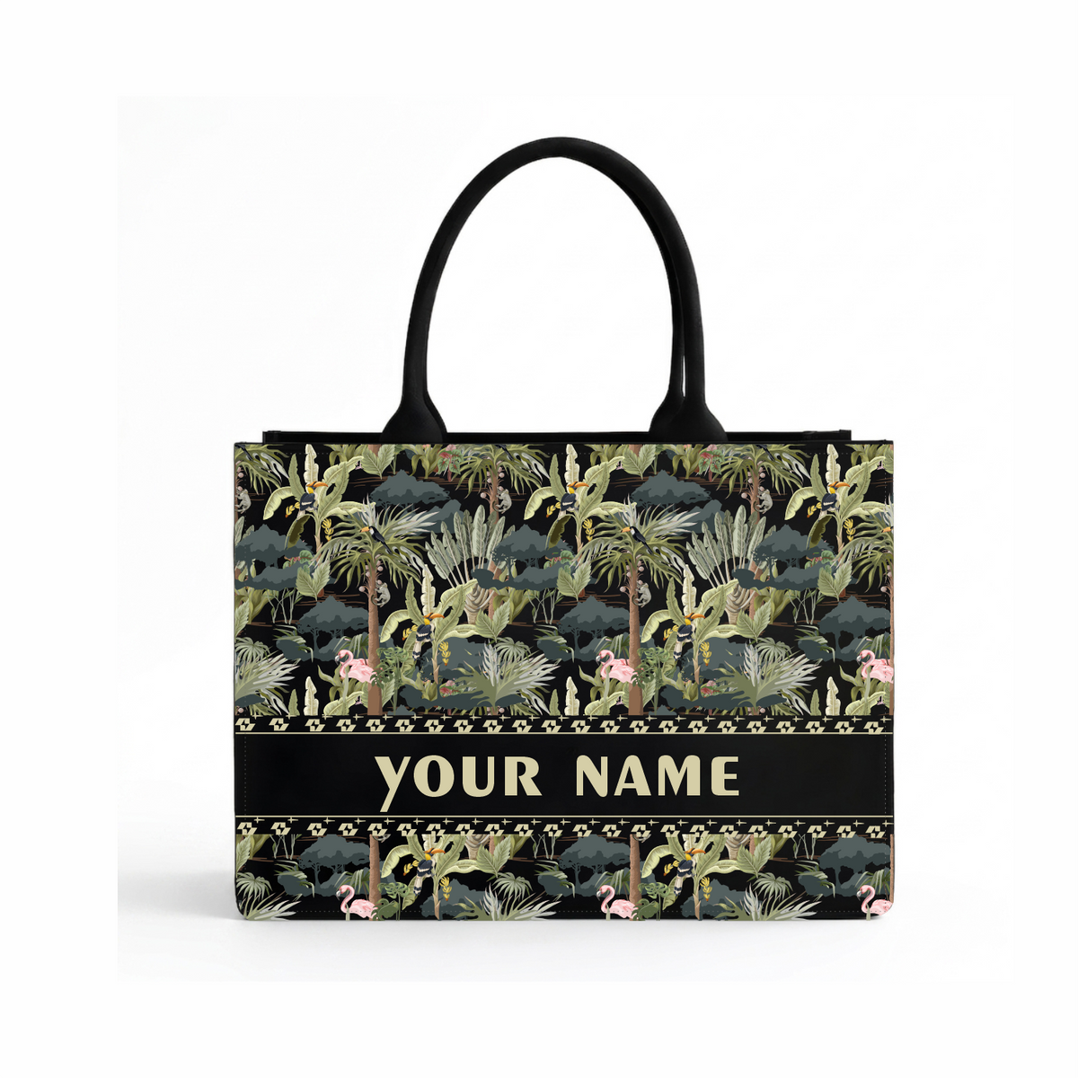 Personalized Tropical Canvas Matty Tote Bag with Name | In Valtro