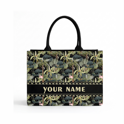Personalized Tropical Canvas Matty Tote Bag with Name | In Valtro