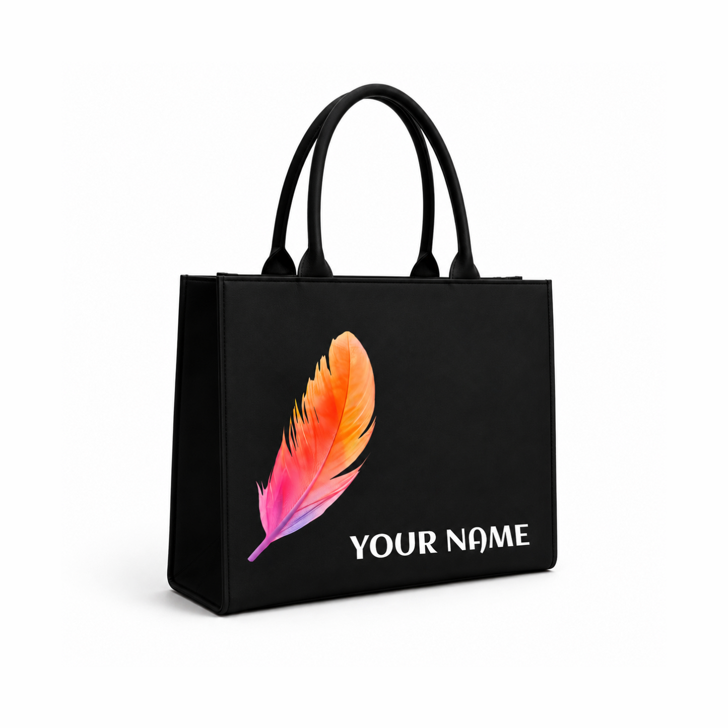 Personalized Colorful Feather Tote Bag with Custom Name