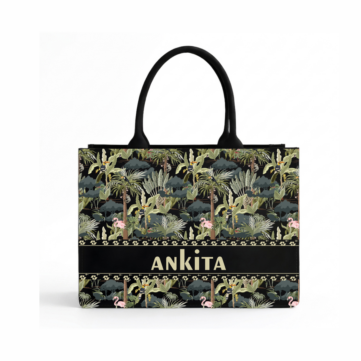 Personalized Tropical Canvas Matty Tote Bag with Name | In Valtro