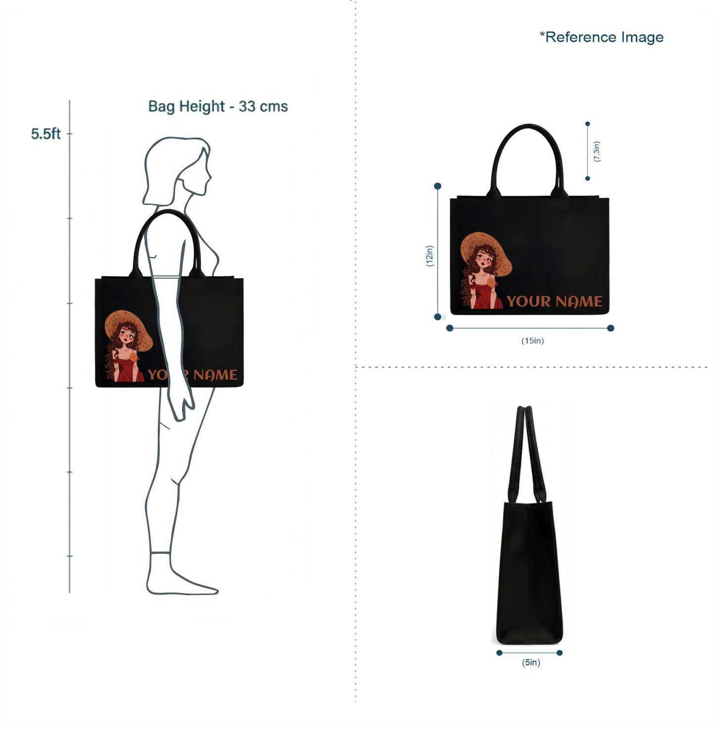 Personalized Elegant Girl Tote Bag with Custom Name ⭐ (Best Choice)