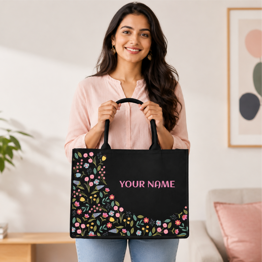 Personalized Floral Laptop Tote Bag for Women