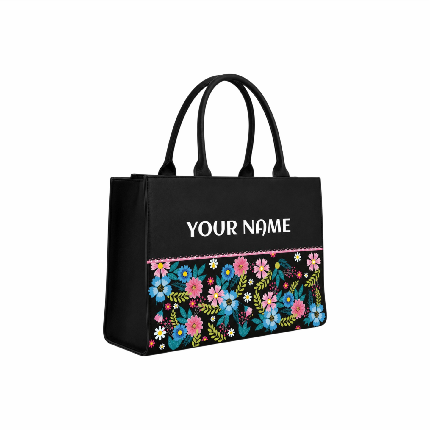 Personalized Floral Name Tote Bag for Women
