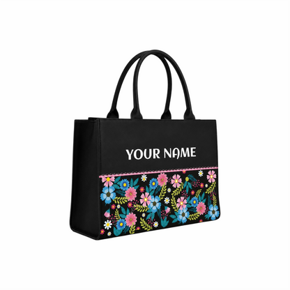 Personalized Floral Name Tote Bag for Women