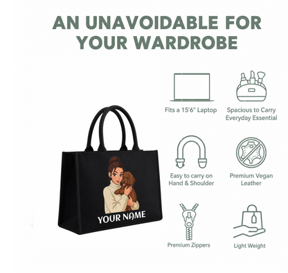 Personalized Pet Lover Tote Bag – Custom Name & Pet Portrait