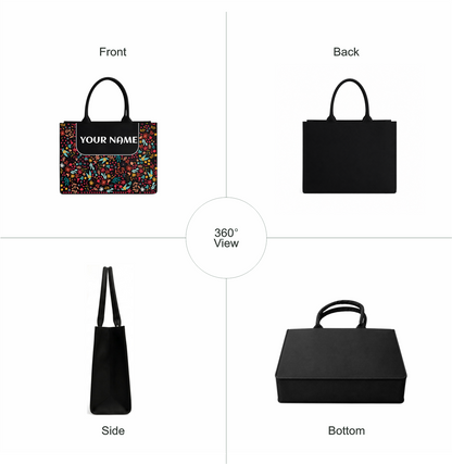 Personalized Floral Vegan Leather Tote Bag