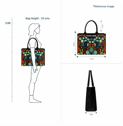 Personalized Botanical Name Tote Bag – Custom Floral Canvas Handbag