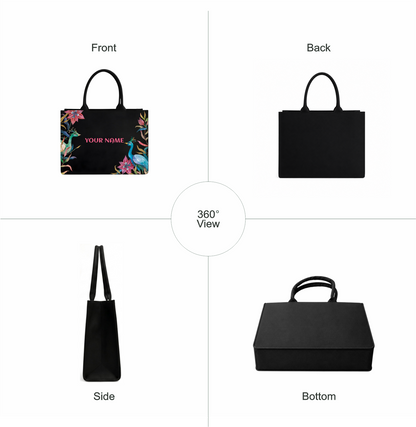 Personalized Peacock Floral Tote Bag for Women
