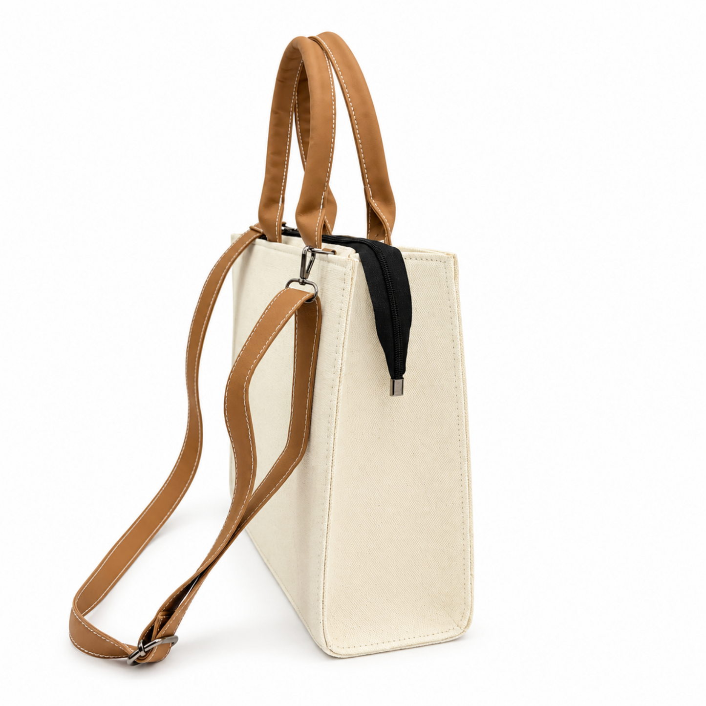 Personalized Floral Embroidered Canvas Office Tote Bag